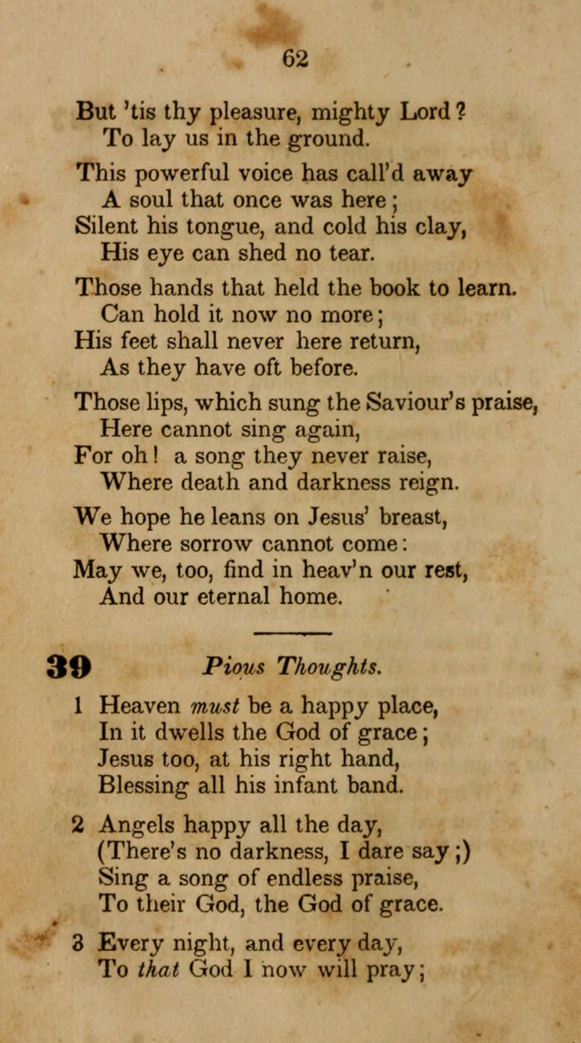 The Infant School and Nursery Hymn Book: being a collection of hymns, original and selected; with an analysis of each, designed to assist mothers and teachers... (3rd ed., rev. and corr.) page 62