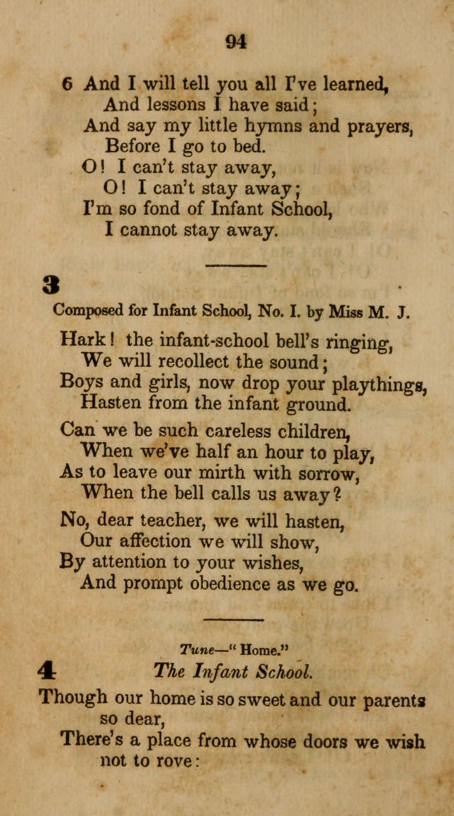 The Infant School and Nursery Hymn Book: being a collection of hymns, original and selected; with an analysis of each, designed to assist mothers and teachers... (3rd ed., rev. and corr.) page 94