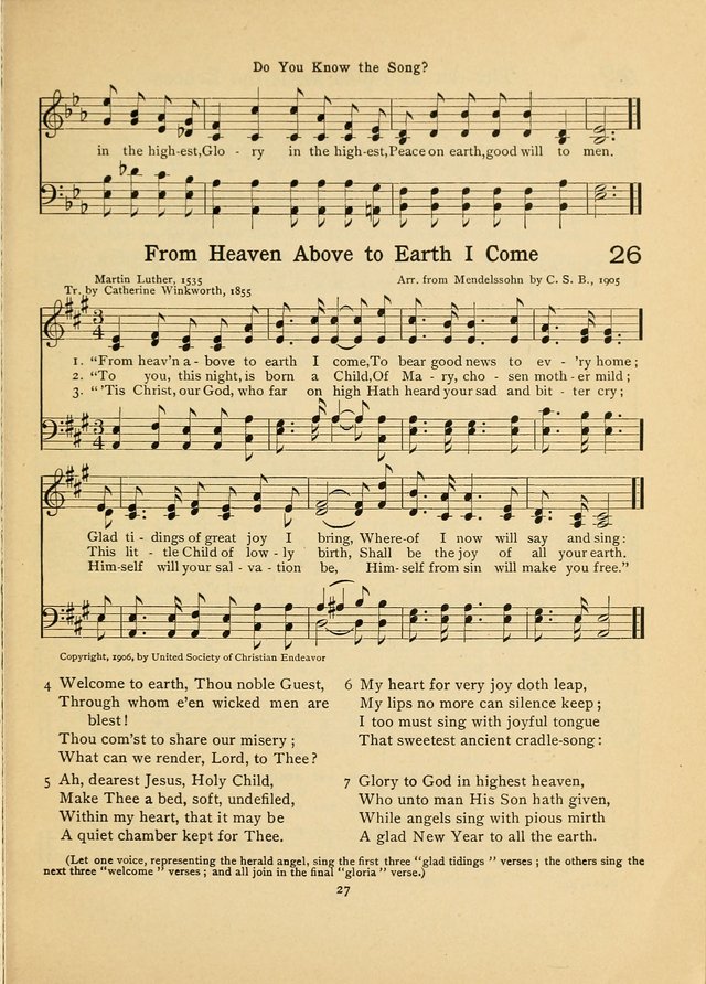 Junior Carols: a collection of sacred songs for Junior Societies, Sunday Schools, the Home Circle page 27