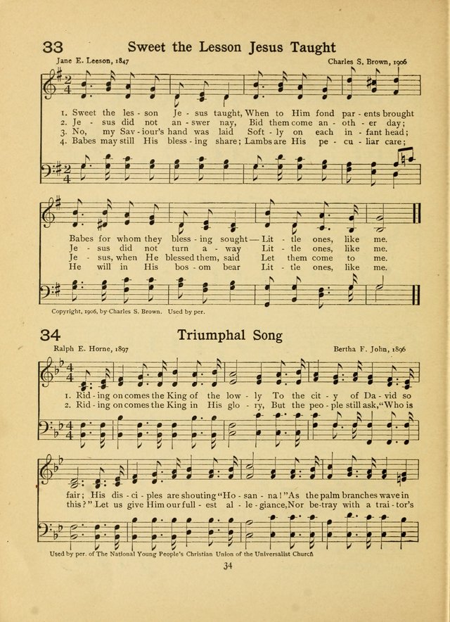 Junior Carols: a collection of sacred songs for Junior Societies, Sunday Schools, the Home Circle page 34