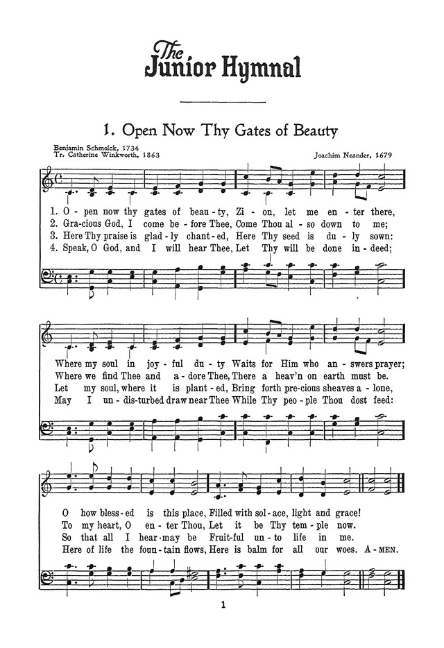 The Junior Hymnal, Containing Sunday School and Luther League Liturgy and Hymns for the Sunday School page 1