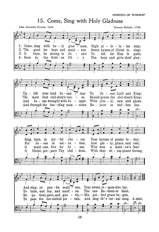 The Junior Hymnal, Containing Sunday School and Luther League Liturgy and Hymns for the Sunday School page 13