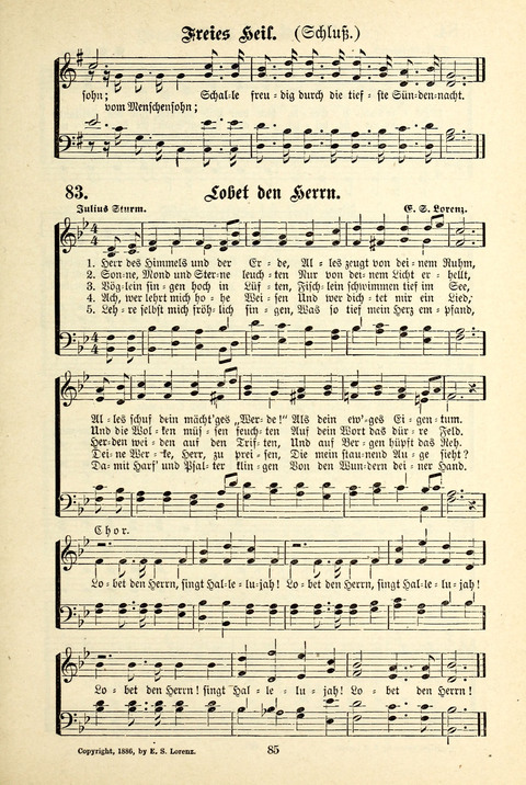 Jubel-Klänge: eine Sammlung geistlicher Lieder für Sonntagschulen und Jugendvereine page 85