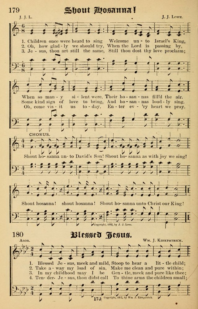 Junior Songs: a collection of sacred hymns and songs; for use in meetings of junior societies, Sunday Schools, etc. page 168