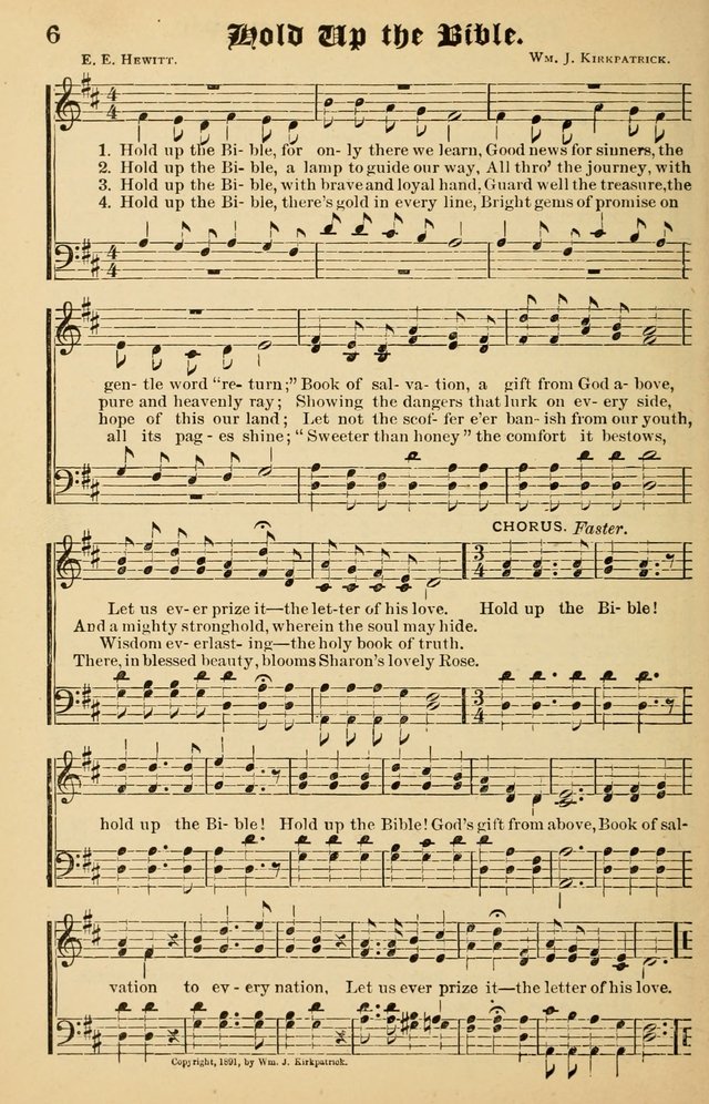 Junior Songs: a collection of sacred hymns and songs; for use in meetings of junior societies, Sunday Schools, etc. page 6