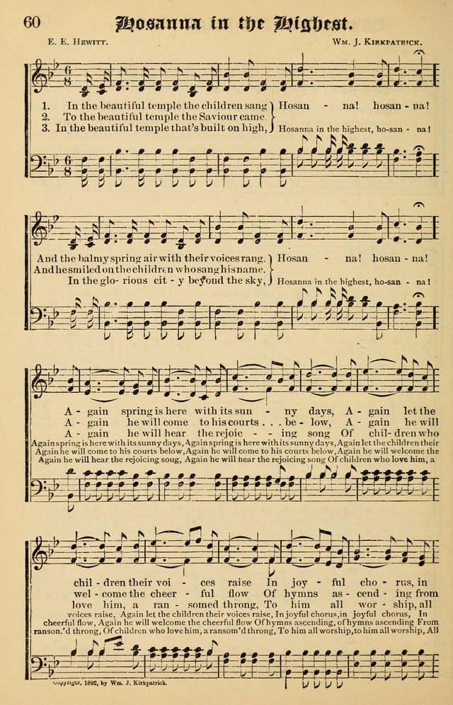 Junior Songs: a collection of sacred hymns and songs; for use in meetings of junior societies, Sunday Schools, etc. page 60