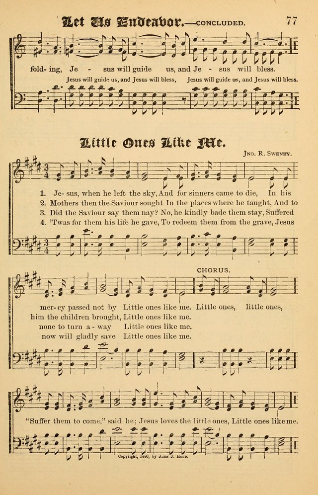 Junior Songs: a collection of sacred hymns and songs; for use in meetings of junior societies, Sunday Schools, etc. page 77