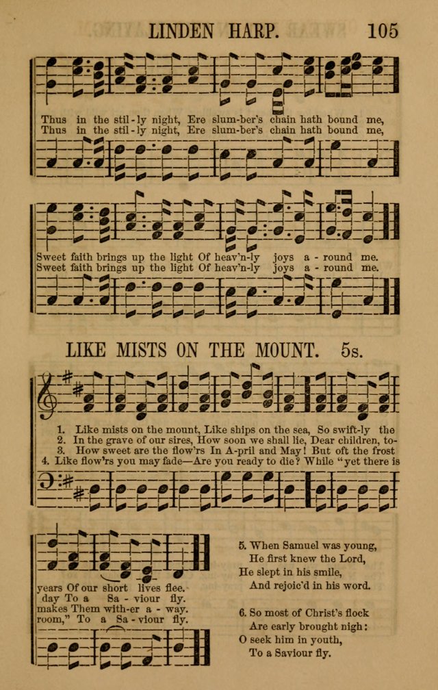 Linden Harp: a rare collection of popular melodies adapted to sacred and moral songs, original and selected. Illustrated. Also a manual of... page 105