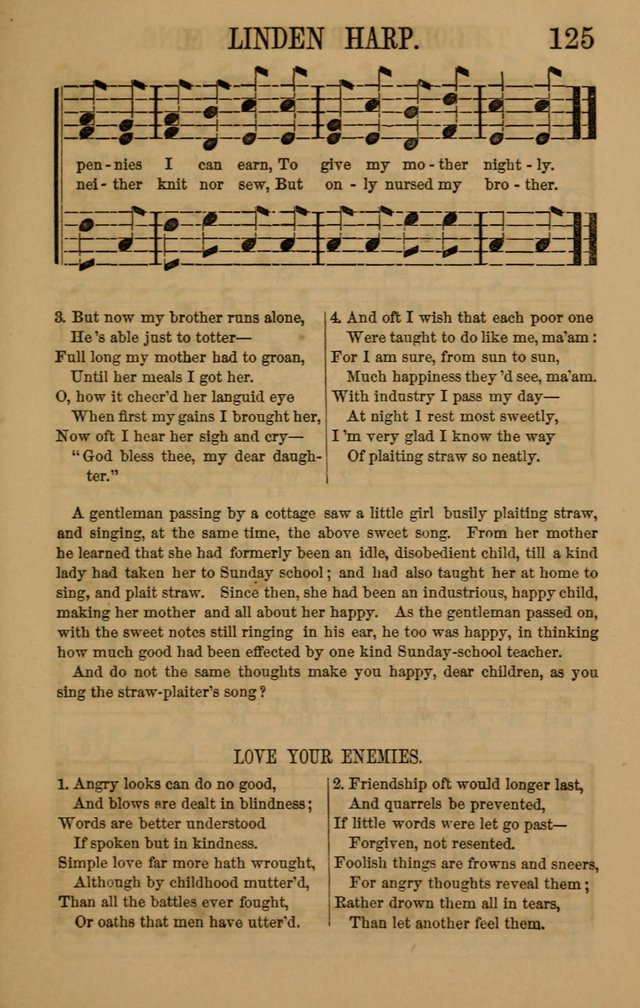 Linden Harp: a rare collection of popular melodies adapted to sacred and moral songs, original and selected. Illustrated. Also a manual of... page 125