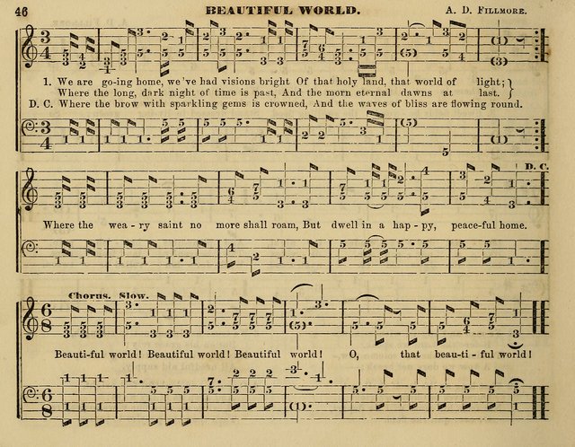 The Little Minstrel: a collection of songs and music, with lessons of instruction, mathematically arranged plan of notation page 46