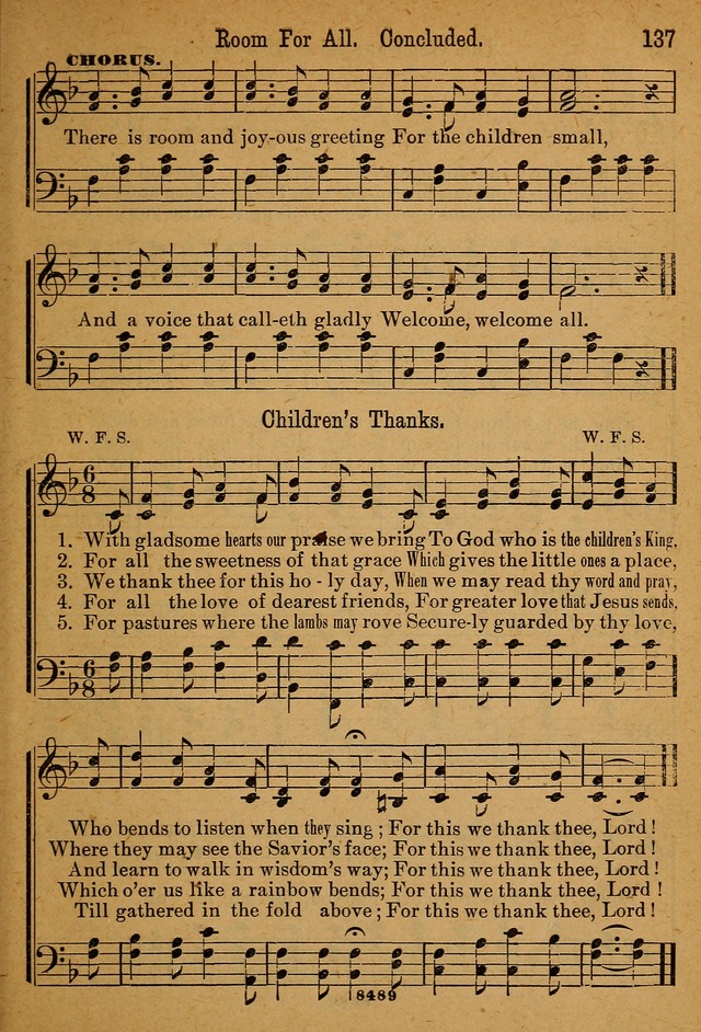 Little Sacred Songs: for Little Singers of the primary department of the Sunday school, and for Kindergartens and the home page 137