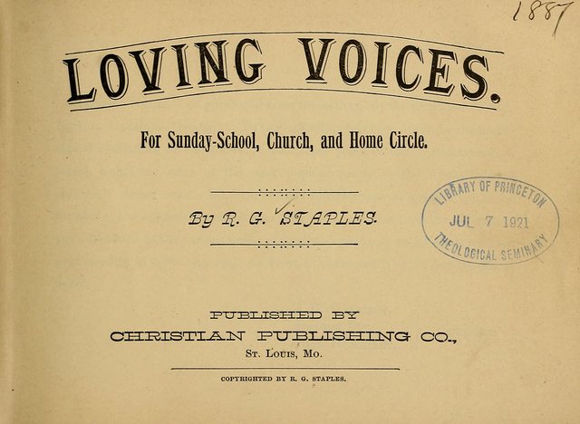Loving Voices: for Sunday-school, church and home circle page v