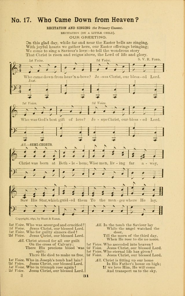 Melodies for Little People: containing also one hundred recitations for Sunday-schools, anniversary occasions, concerts, entertainments, and sociables, with songs adapted... page 31