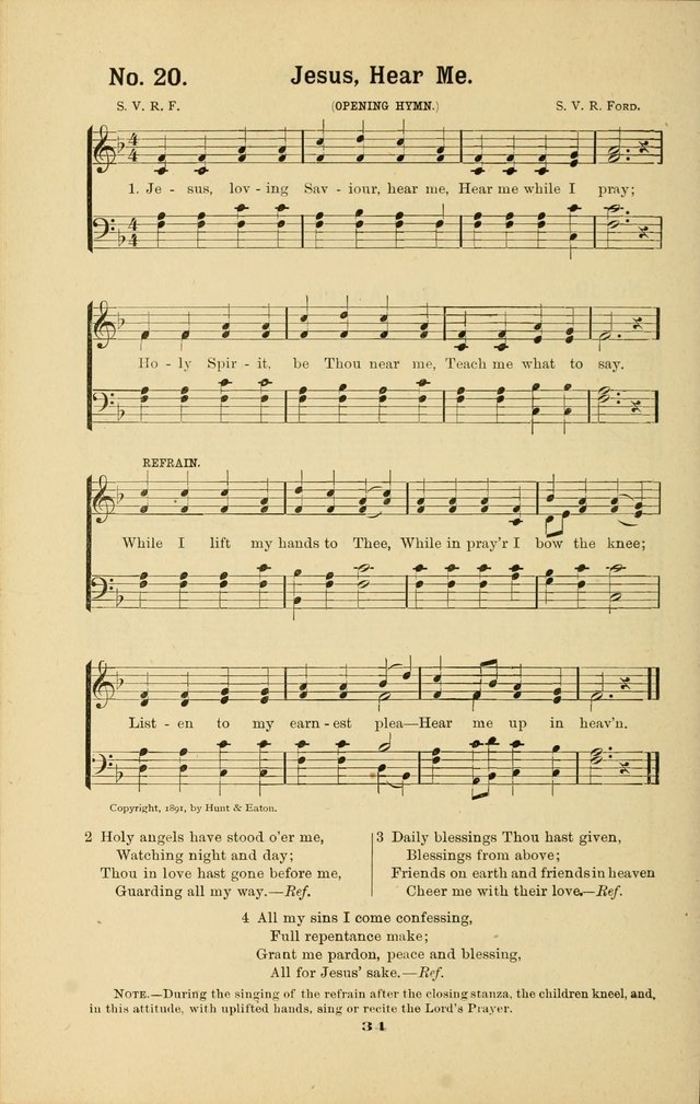 Melodies for Little People: containing also one hundred recitations for Sunday-schools, anniversary occasions, concerts, entertainments, and sociables, with songs adapted... page 34