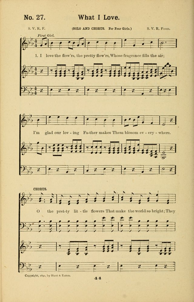 Melodies for Little People: containing also one hundred recitations for Sunday-schools, anniversary occasions, concerts, entertainments, and sociables, with songs adapted... page 44