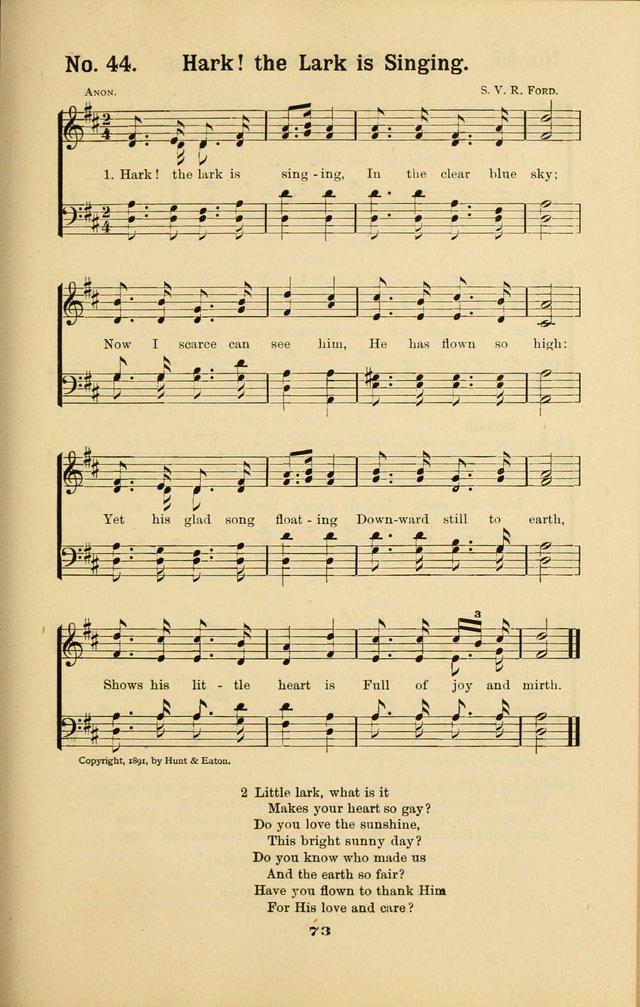 Melodies for Little People: containing also one hundred recitations for Sunday-schools, anniversary occasions, concerts, entertainments, and sociables, with songs adapted... page 73