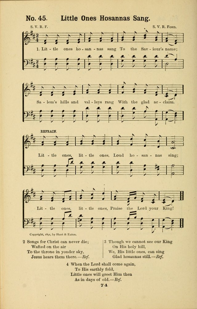 Melodies for Little People: containing also one hundred recitations for Sunday-schools, anniversary occasions, concerts, entertainments, and sociables, with songs adapted... page 74