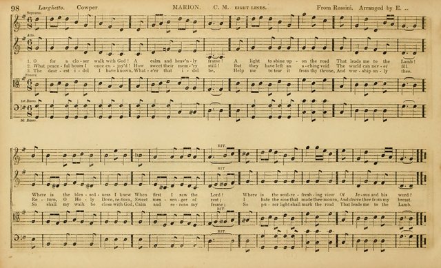 The Mozart Collection of Sacred Music: containing melodies, chorals, anthems and chants, harmonized in four parts; together with the celebrated Christus and Miserere by ZIngarelli page 98