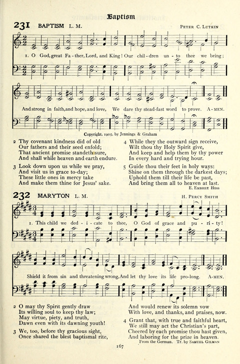 The Methodist Hymnal: Official hymnal of the methodist episcopal church and the methodist episcopal church, south page 167