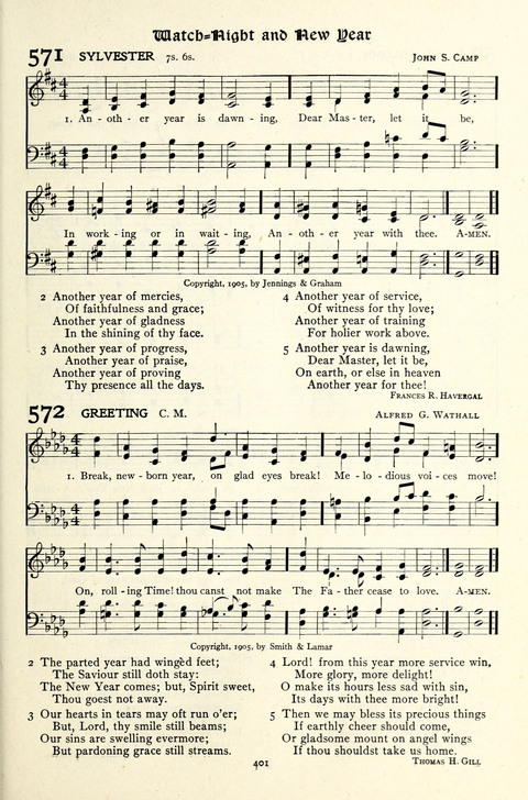 The Methodist Hymnal: Official hymnal of the methodist episcopal church and the methodist episcopal church, south page 401