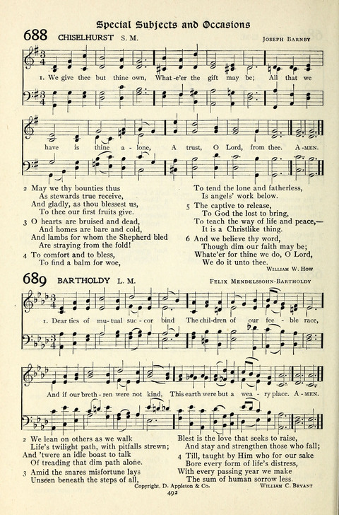 The Methodist Hymnal: Official hymnal of the methodist episcopal church and the methodist episcopal church, south page 492
