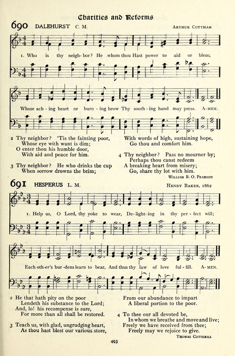 The Methodist Hymnal: Official hymnal of the methodist episcopal church and the methodist episcopal church, south page 493