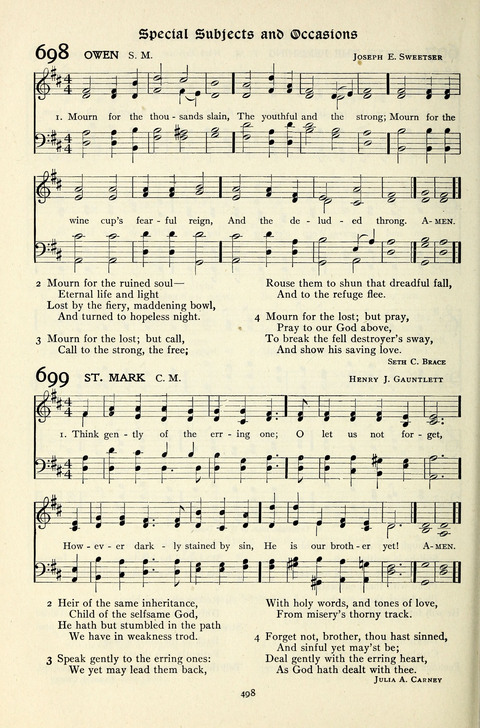 The Methodist Hymnal: Official hymnal of the methodist episcopal church and the methodist episcopal church, south page 498