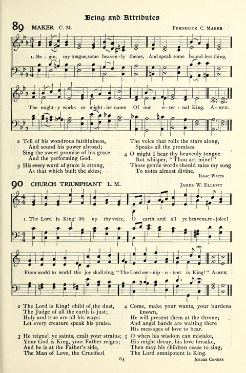 The Methodist Hymnal: Official hymnal of the methodist episcopal church and the methodist episcopal church, south page 63