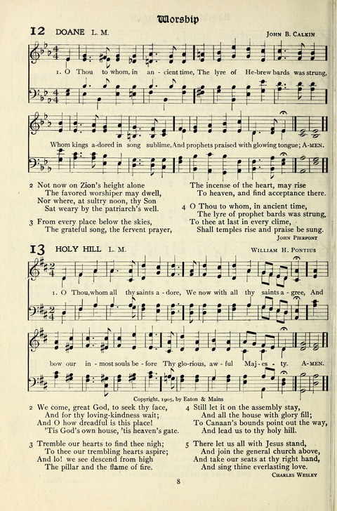 The Methodist Hymnal: Official hymnal of the methodist episcopal church and the methodist episcopal church, south page 8