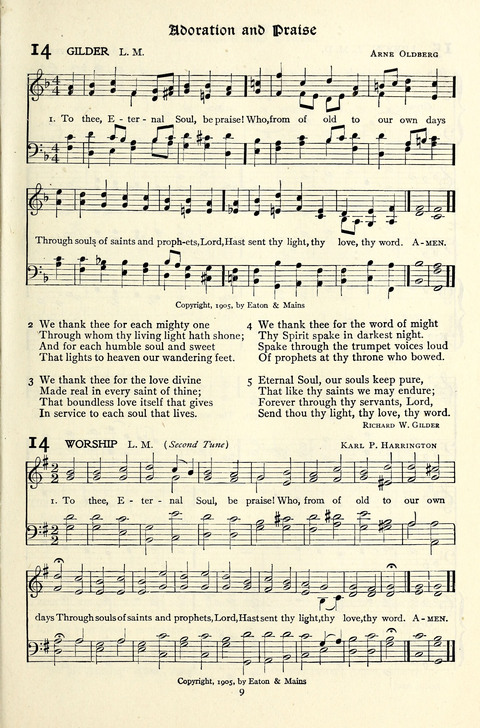The Methodist Hymnal: Official hymnal of the methodist episcopal church and the methodist episcopal church, south page 9