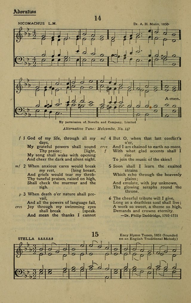 Methodist Hymn and Tune Book: official hymn book of the Methodist Church page 14