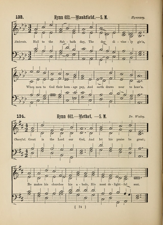 Methodist Tune Book: a collection of tunes adapted to the Methodist Hymn book page 74