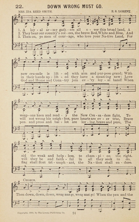 New Anti-Saloon Songs: A Collection of Temperance and Moral Reform Songs Prepared at the Request of The National Anti-Saloon League page 22
