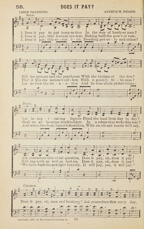 New Anti-Saloon Songs: A Collection of Temperance and Moral Reform Songs Prepared at the Request of The National Anti-Saloon League page 58