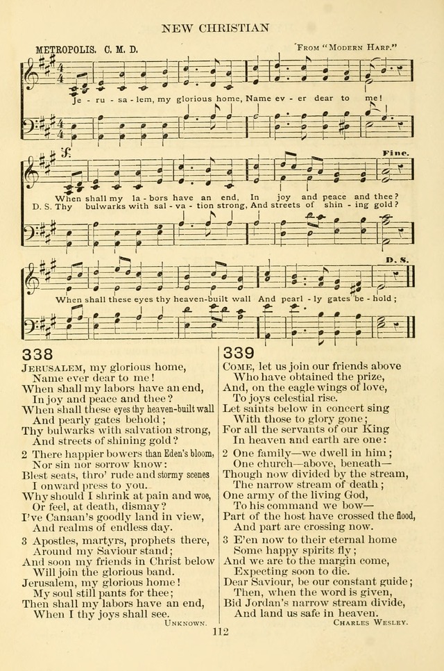 New Christian Hymn and Tune Book page 112