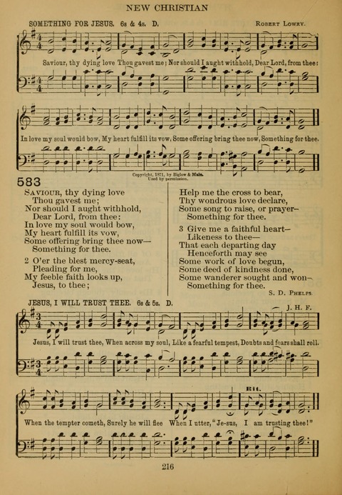 New Christian Hymn and Tune Book page 215