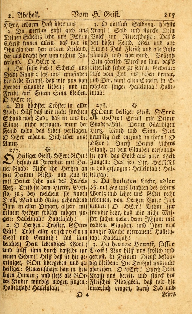 Neu-Eingerichtetes Gesang-Buch in Sich Haltend eine Sammlung (mehrentheils alter) Schöner lehr-reicher underbailicher Lieder... page 215
