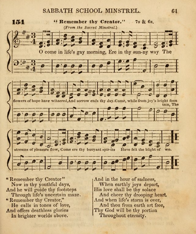 The New England Sabbath School Minstrel: a collection of music and hymns adapted to sabbath schools, families, and social meetings page 63