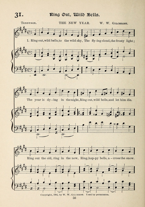 The New Hosanna: A book of Songs and Hymns for The Sunday-school and The Home page 36