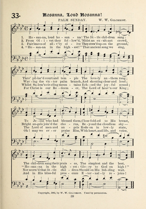 The New Hosanna: A book of Songs and Hymns for The Sunday-school and The Home page 39
