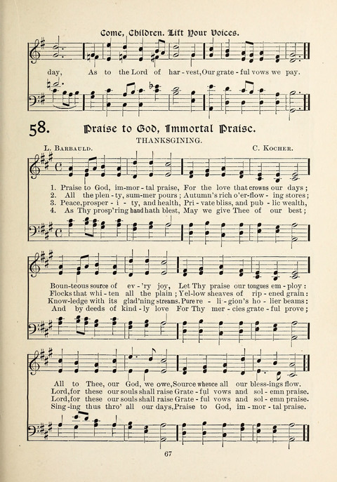 The New Hosanna: A book of Songs and Hymns for The Sunday-school and The Home page 67