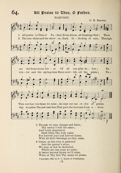 The New Hosanna: A book of Songs and Hymns for The Sunday-school and The Home page 74