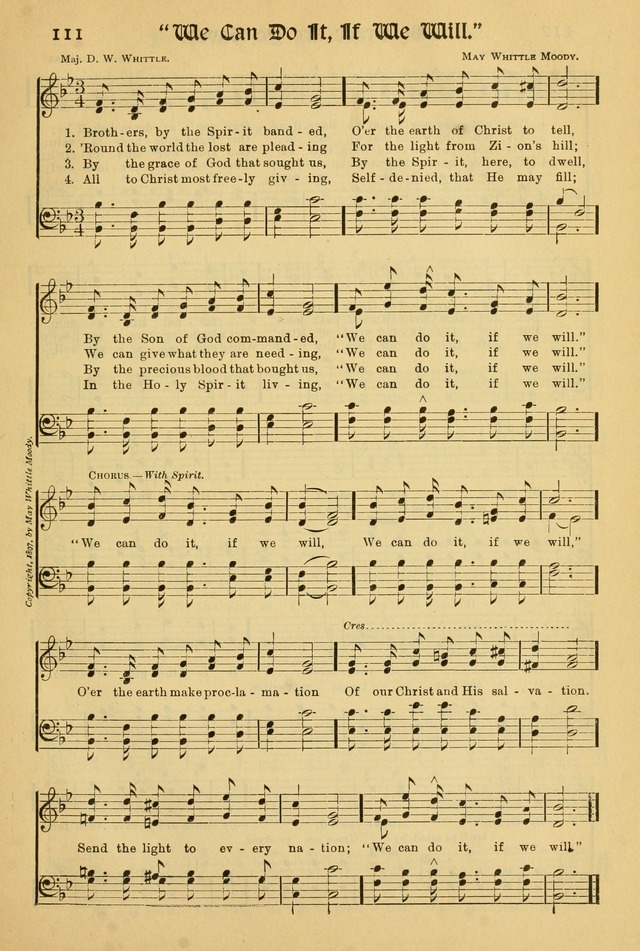 Northfield Hymnal: for use in evangelistic and church services, conventions, sunday schools, and all prayer and social meetings of the church and home page 111