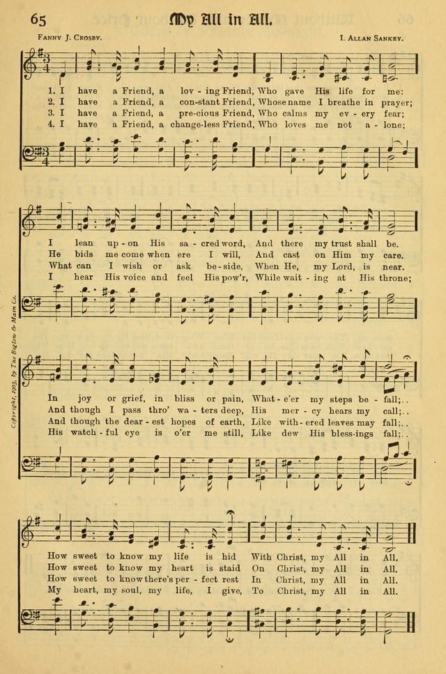 Northfield Hymnal: for use in evangelistic and church services, conventions, sunday schools, and all prayer and social meetings of the church and home page 65