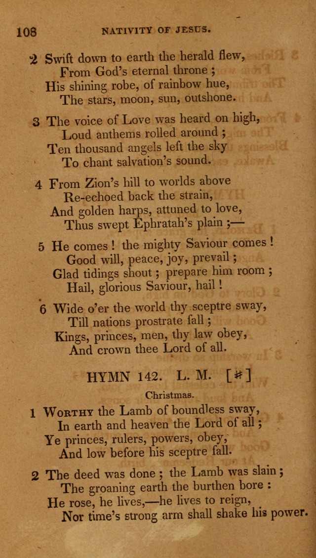 The New Hymn Book, Designed for Universalist Societies: compiled from approved authors, with variations and additions (9th ed.) page 108