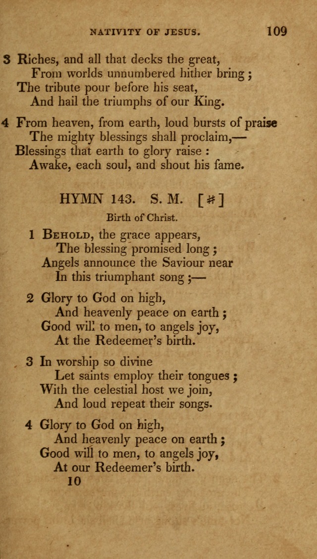The New Hymn Book, Designed for Universalist Societies: compiled from approved authors, with variations and additions (9th ed.) page 109