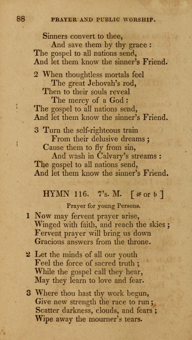 The New Hymn Book, Designed for Universalist Societies: compiled from approved authors, with variations and additions (9th ed.) page 88