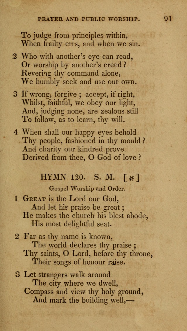 The New Hymn Book, Designed for Universalist Societies: compiled from approved authors, with variations and additions (9th ed.) page 91