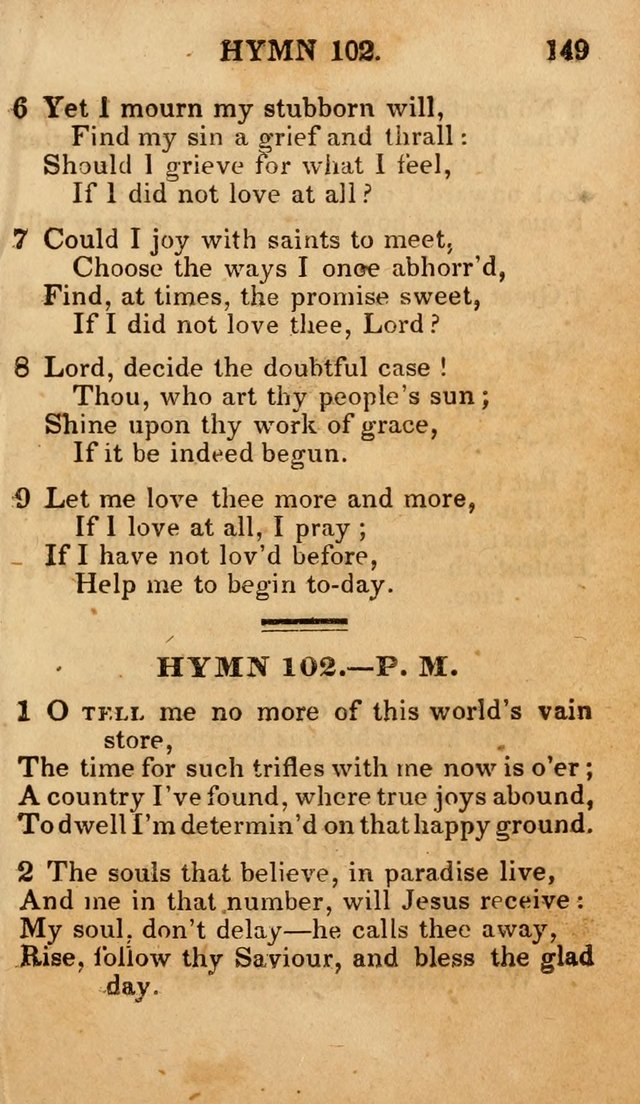 The New and Improved Camp Meeting Hymn Book; being a choice selection of hymns from the most approved authors designed to aid in the public and private devotion of Christians (4th ed. Stereotype) page 151