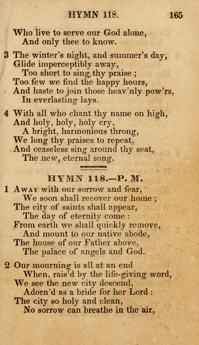 The New and Improved Camp Meeting Hymn Book; being a choice selection of hymns from the most approved authors designed to aid in the public and private devotion of Christians (4th ed. Stereotype) page 167
